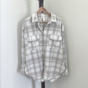 H&M Light Gray Plaid Shacket
